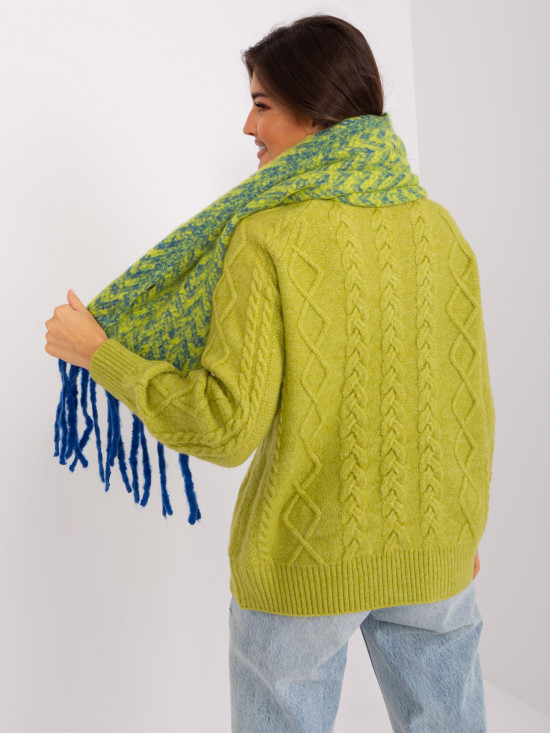Sciarpa da donna geometrica in blu scuro e giallo