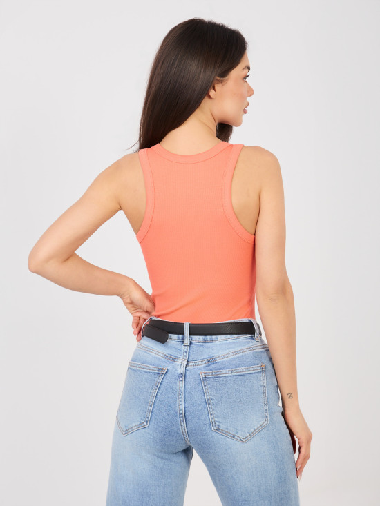 Top arancione a costine senza maniche