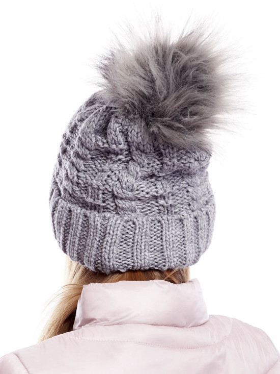 Cappello grigio scuro con motivo a treccia
