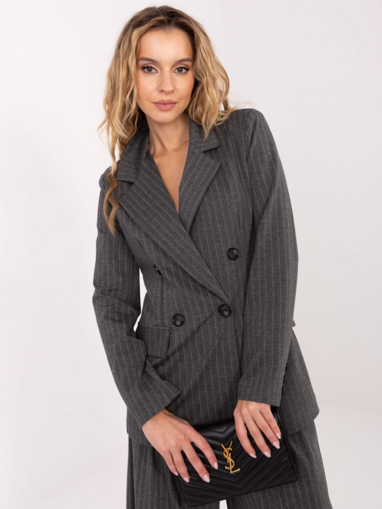 Blazer elegante da donna a righe, grigio scuro
