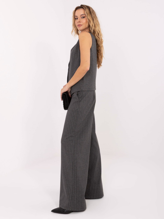 Elegante gilet grigio a righe da donna