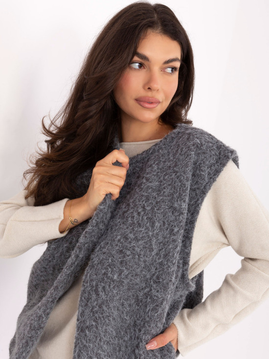 Gilet grigio moderno in maglia con tasche