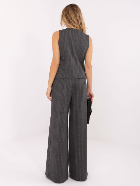 Eleganti pantaloni ampi a righe, grigio scuro