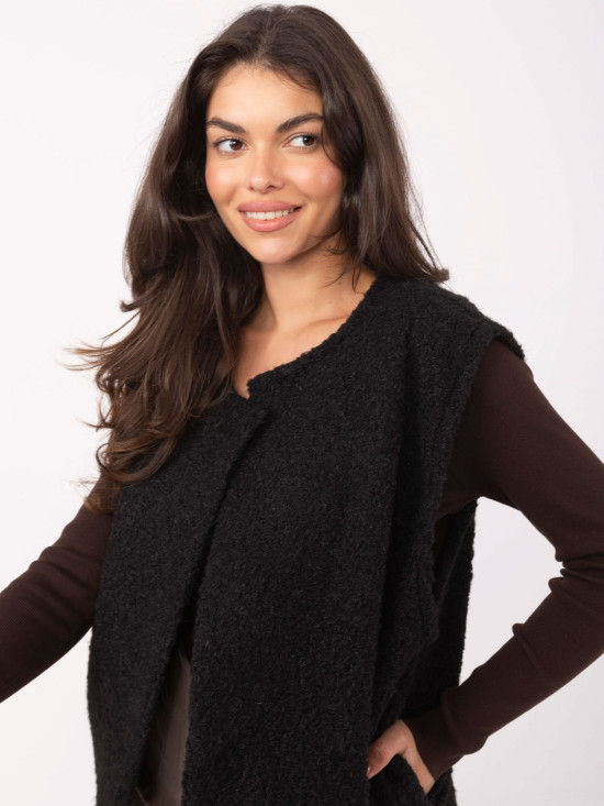 Gilet nero in maglia con tasche