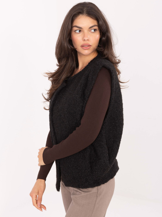 Gilet nero in maglia con tasche