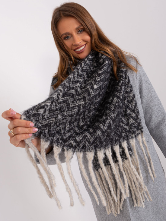 Sciarpa geometrica nera-beige