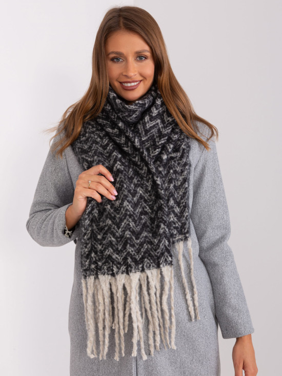 Sciarpa geometrica nera-beige