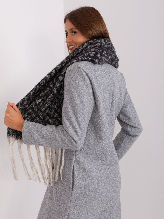 Sciarpa geometrica nera-beige