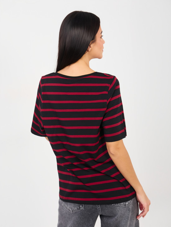 T-shirt multicolore a righe con maniche corte