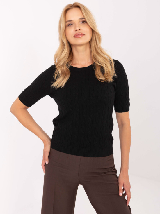 Pullover nero elegante con maniche corte