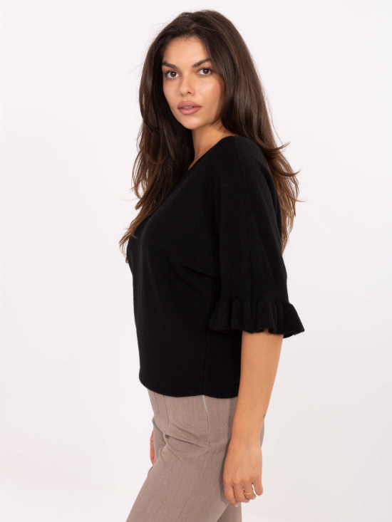 Elegantni crni pulover s 3/4 rukavima