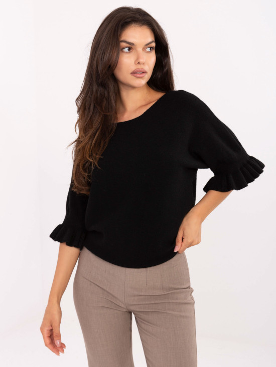 Elegantni crni pulover s 3/4 rukavima