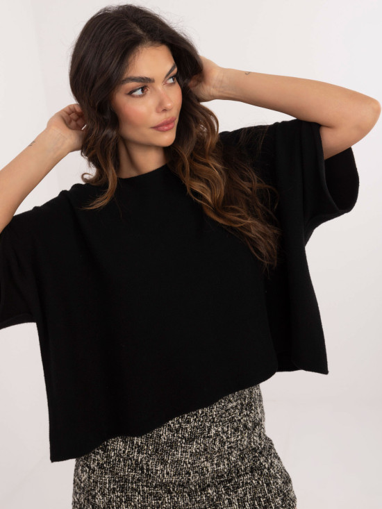 Pullover nero elegante con maniche 3/4