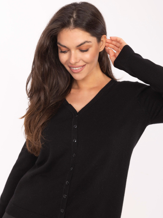 Elegante maglione nero con scollo a V