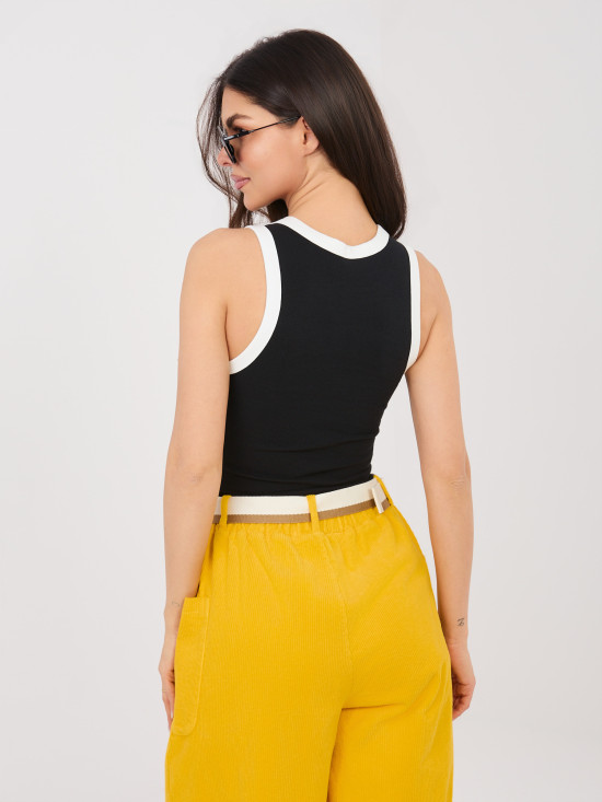 Top nero in cotone senza maniche