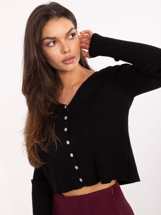 Elegante maglione nero con scollo a V