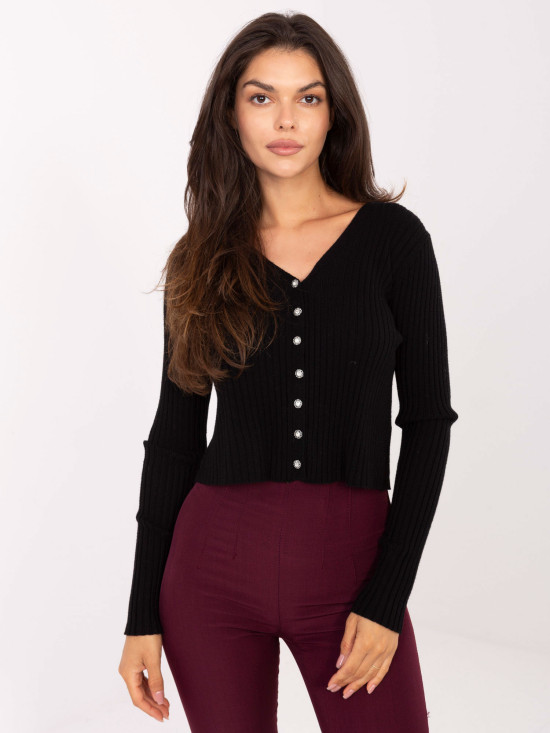 Elegante maglione nero con scollo a V