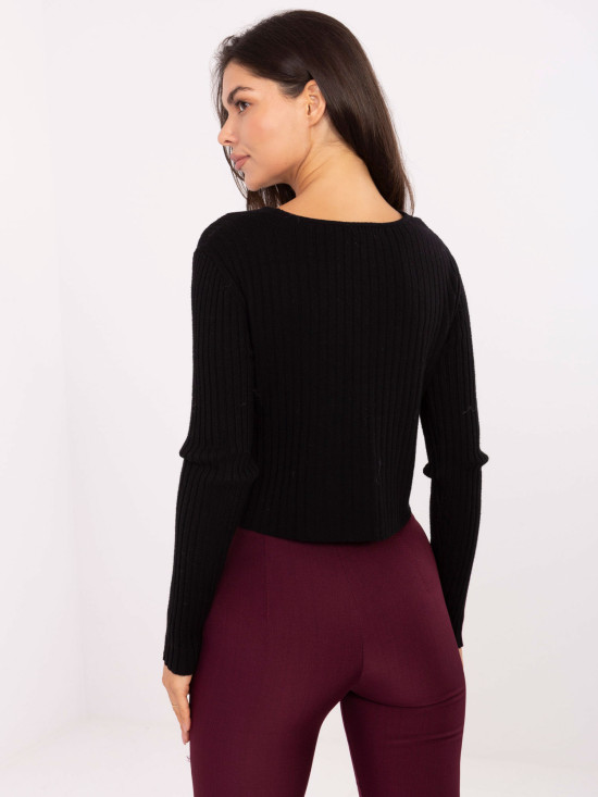 Elegante maglione nero con scollo a V