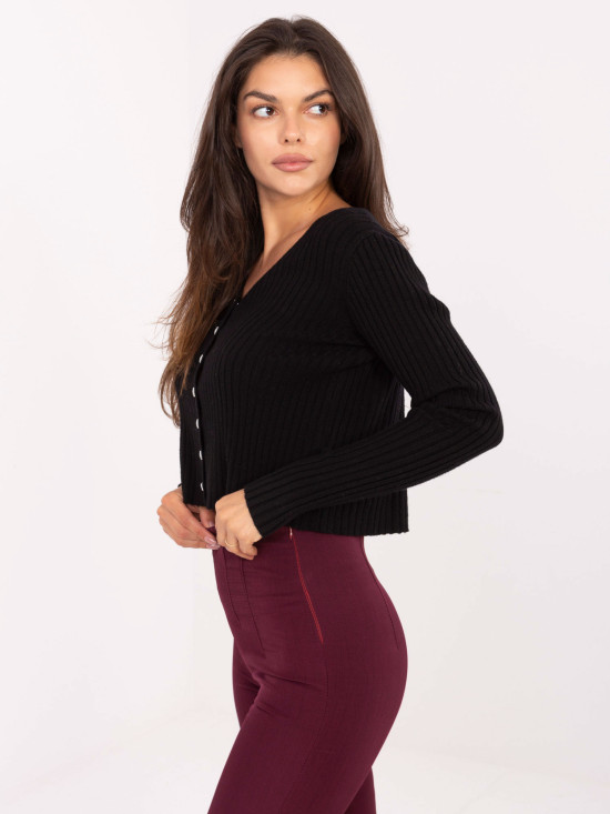 Elegante maglione nero con scollo a V