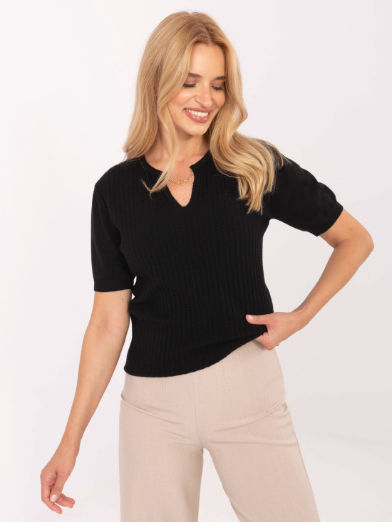 Elegantna crna majica s kratkim rukavima