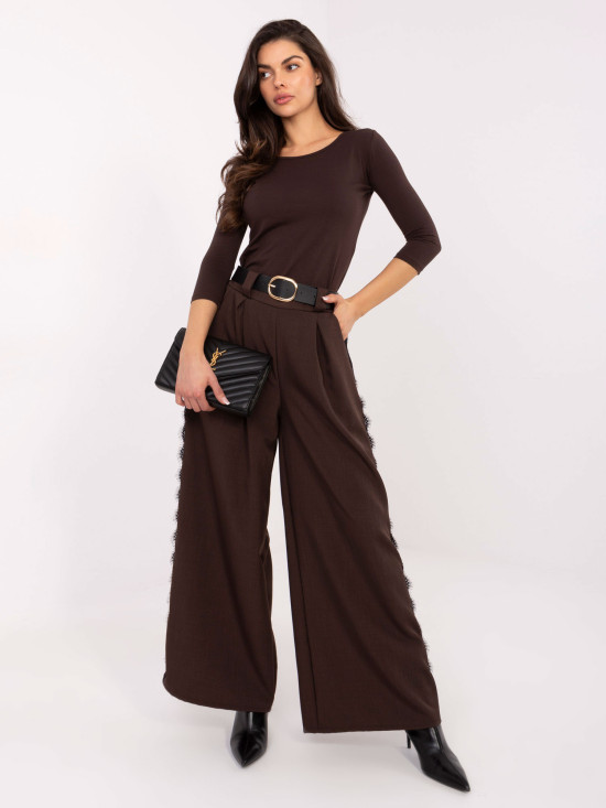 Blusa marrone in cotone con maniche 3/4