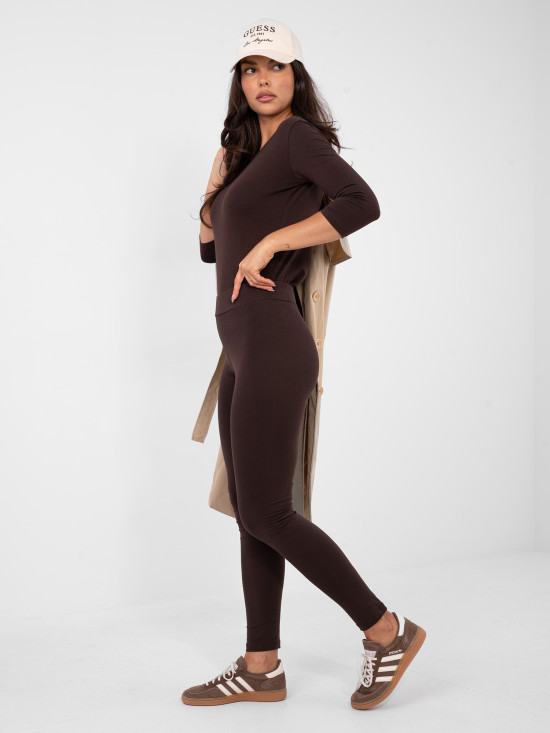 Tamnosmeđe pamučne tajice s uskim nogavicama