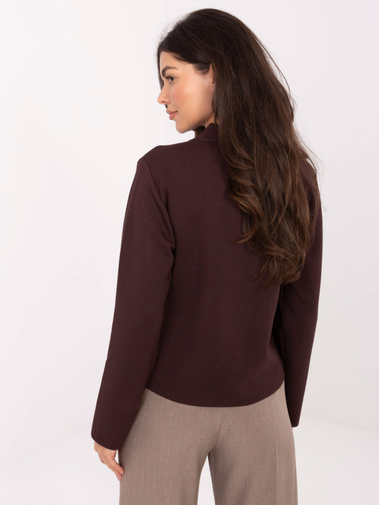 Elegante maglione marrone con colletto e chiusura a bottoni a pressione