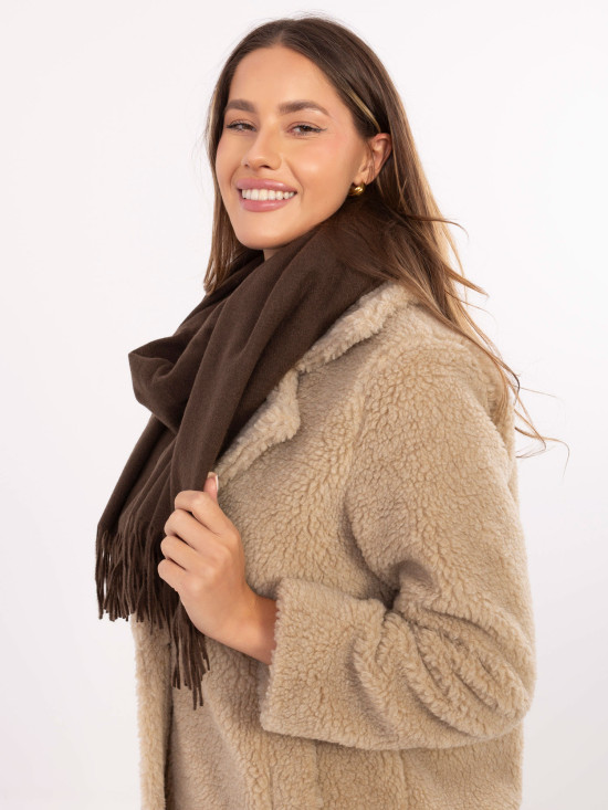 Sciarpa donna marrone scuro in morbido poliestere