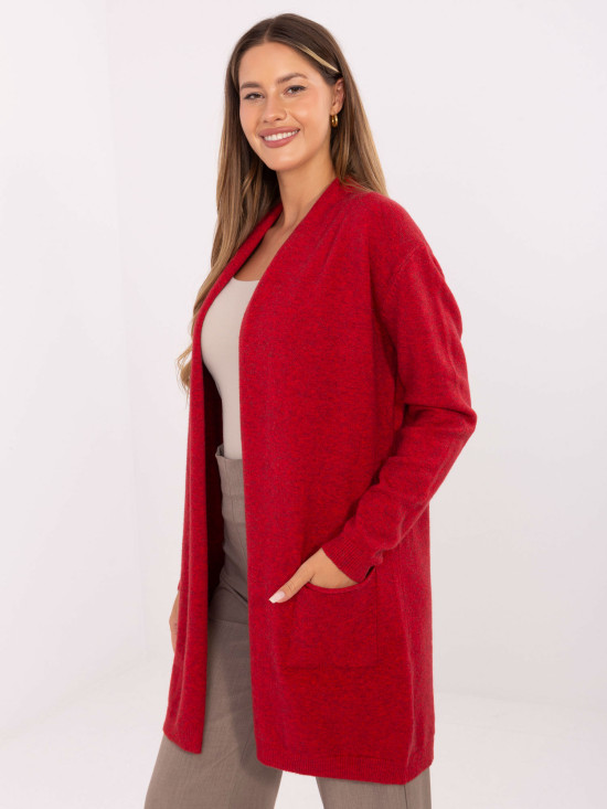 Cardigan rosso con tasche