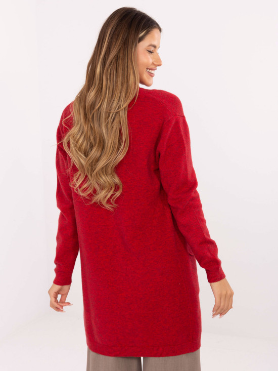 Cardigan rosso con tasche
