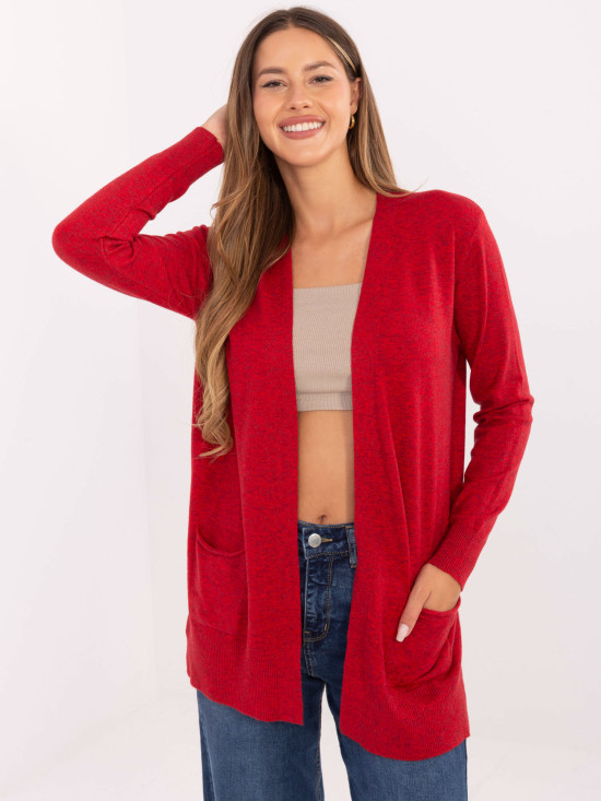 Cardigan rosso con tasche