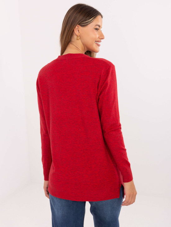 Cardigan rosso con tasche