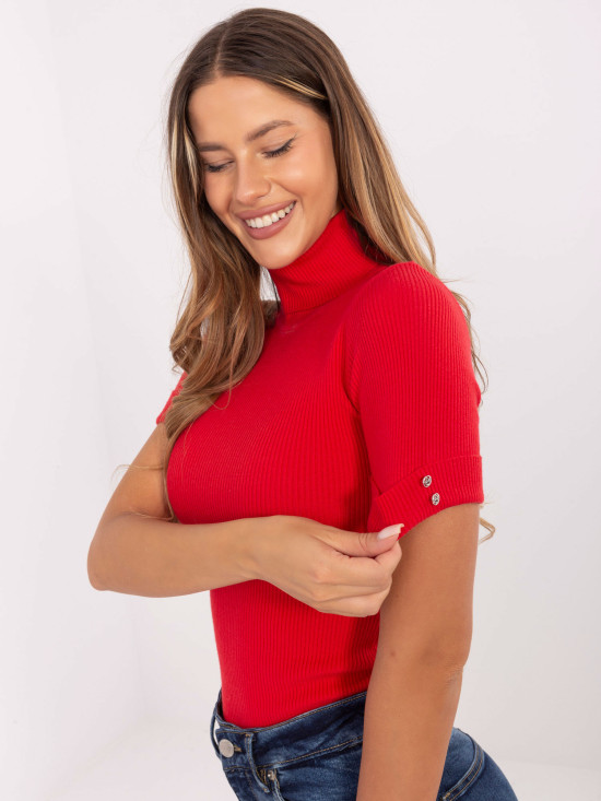 Maglione rosso elegante con colletto