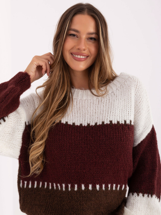 Maglione a righe in bordeaux