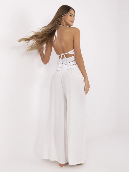 Eleganti pantaloni palazzo in ecru