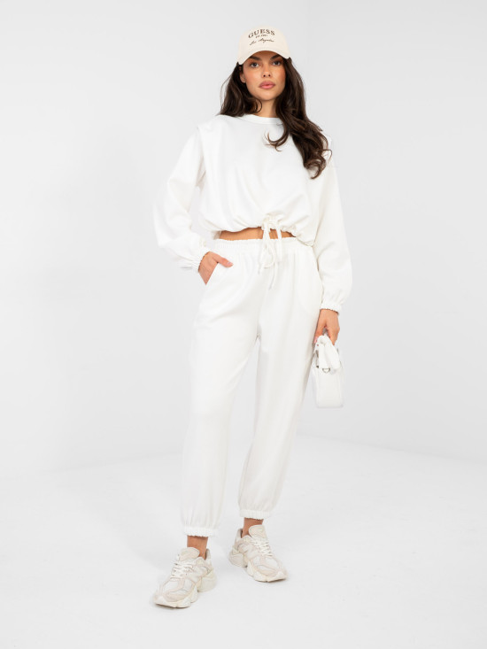 Completo donna ecru con cintura in vita