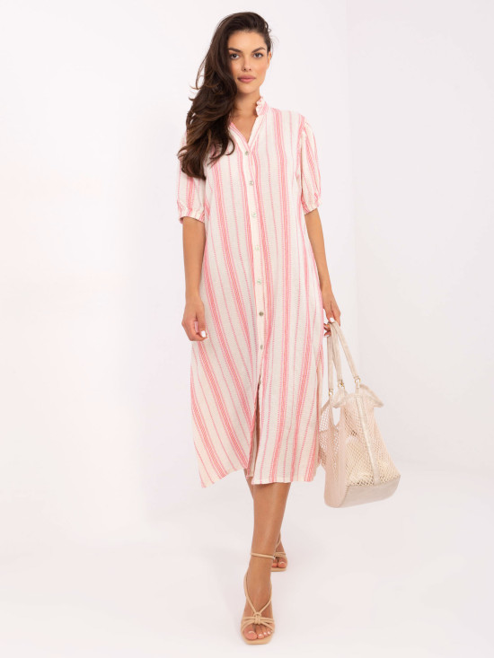 Abito oversize bianco-rosa