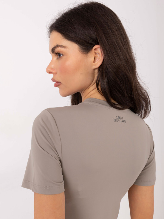 Blusa beige liscia a maniche corte