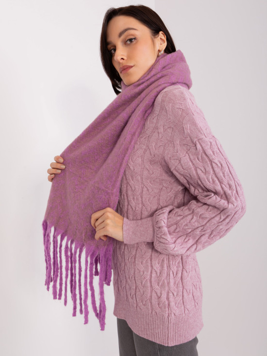 Sciarpa viola-beige con frange
