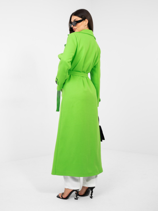 Elegante cappotto donna di mezza stagione verde neon