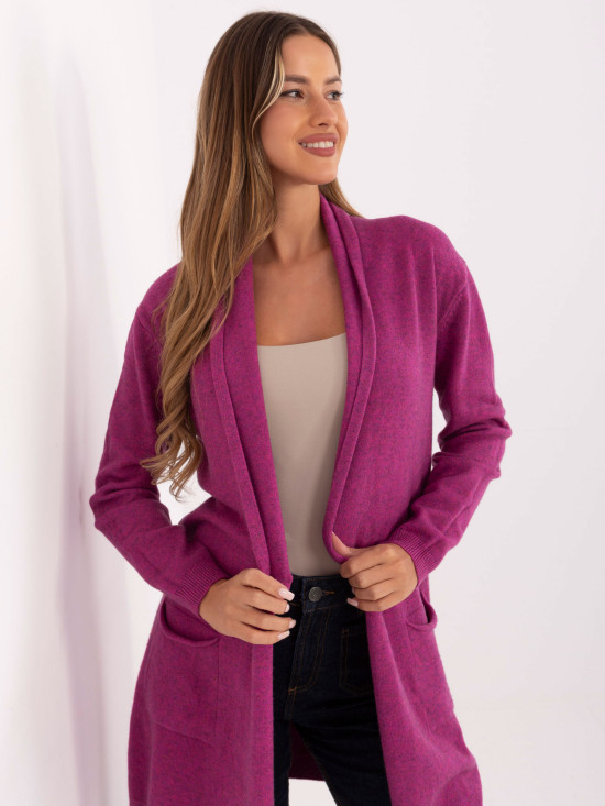 Cardigan fucsia con tasche