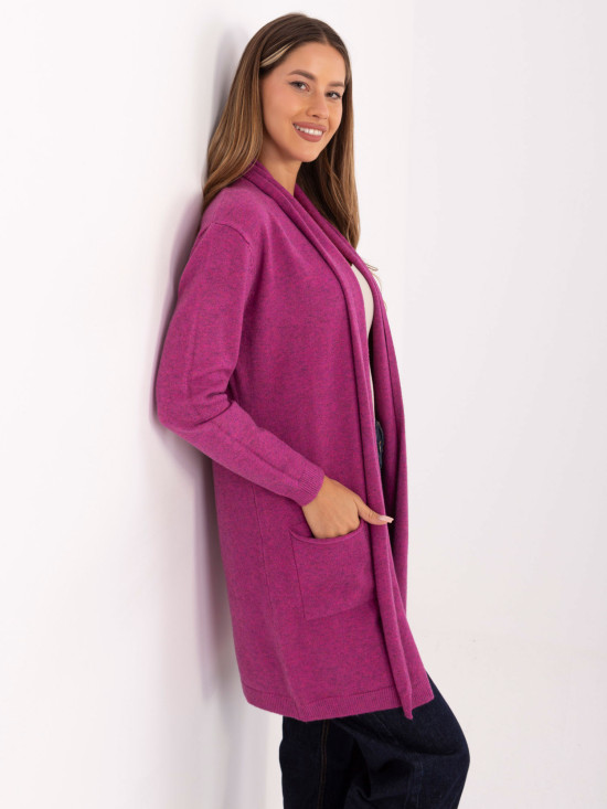 Cardigan fucsia con tasche