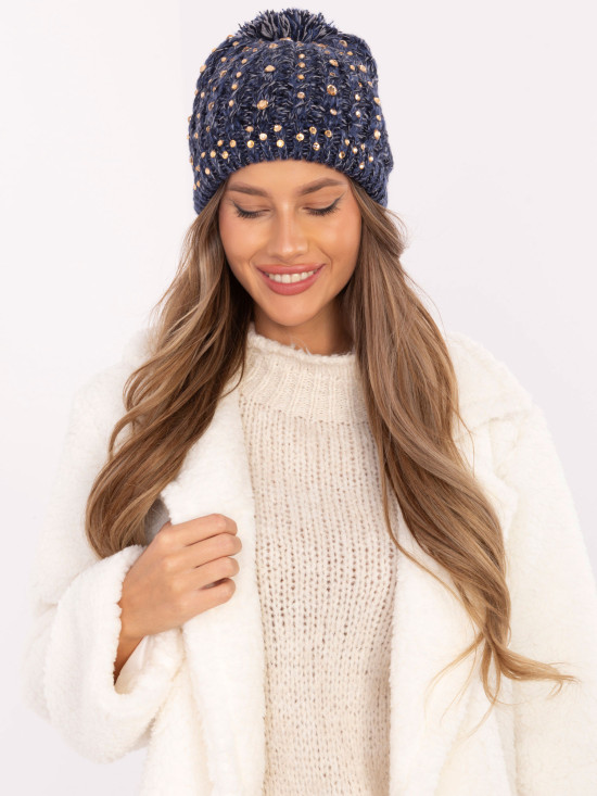 Cappello blu elegante con applicazione