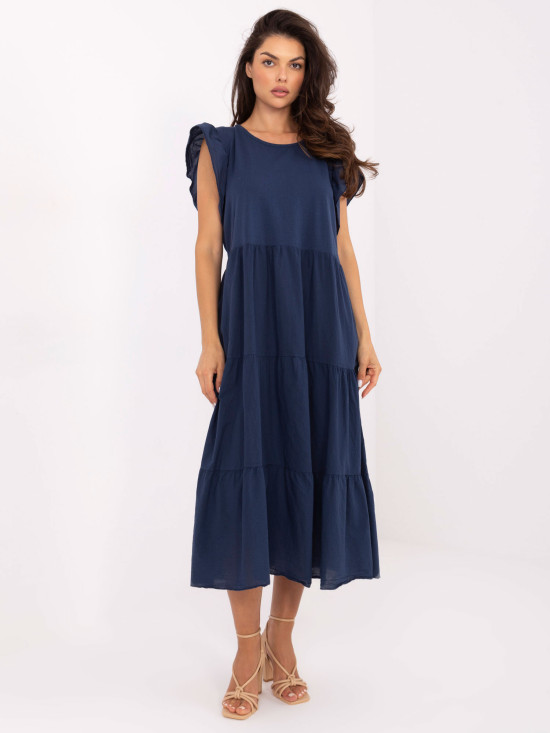 Abito oversize blu con volant