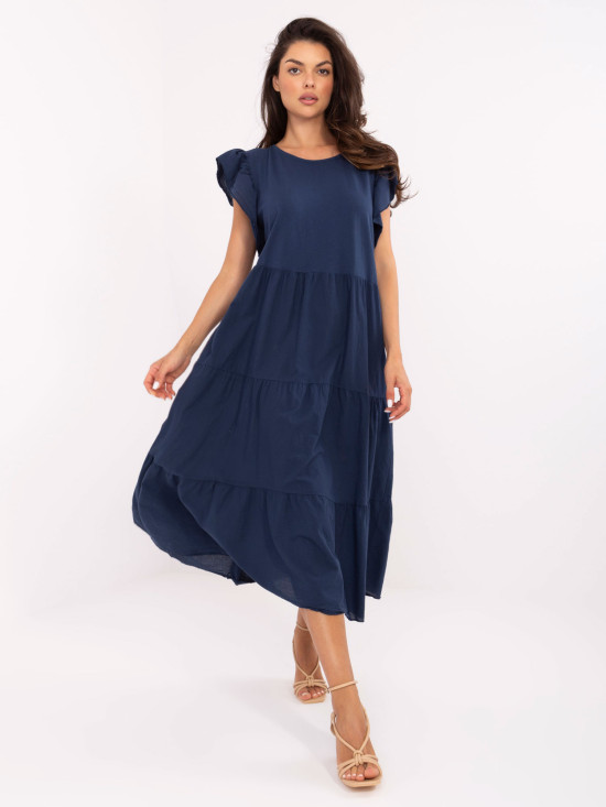 Abito oversize blu con volant