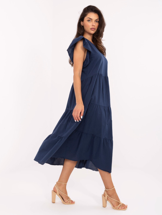 Abito oversize blu con volant
