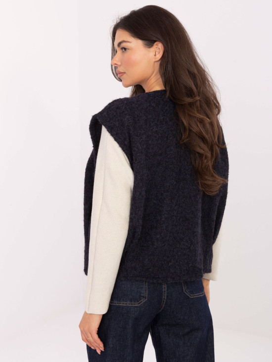 Gilet blu lavorato a maglia con tasche