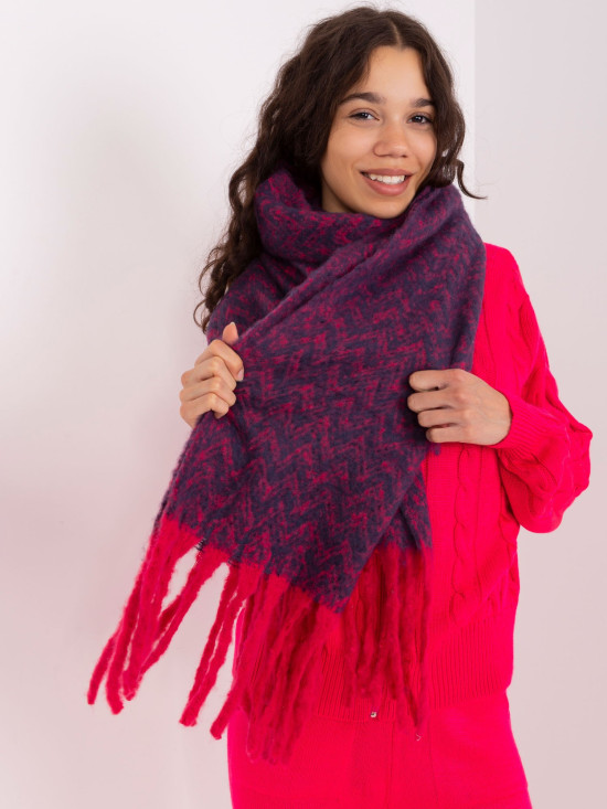 Sciarpa da donna in blu navy e rosa con motivo geometrico