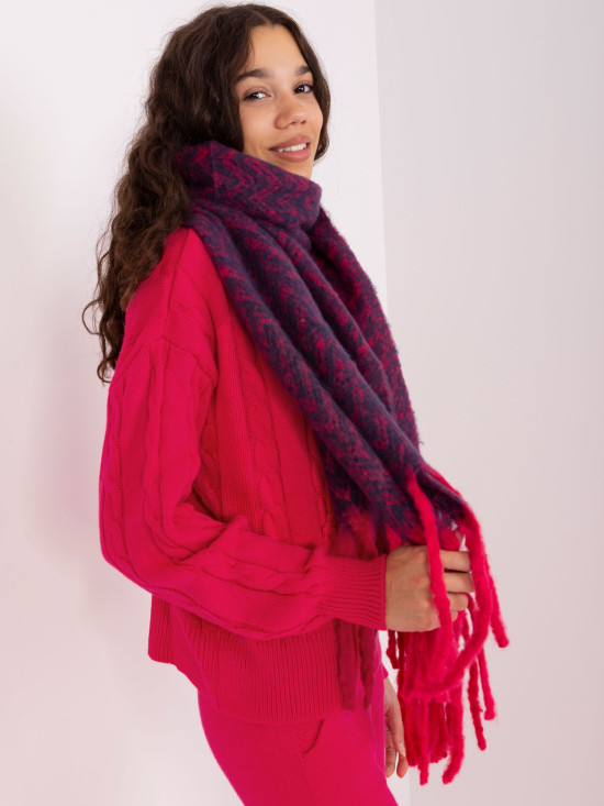 Sciarpa da donna in blu navy e rosa con motivo geometrico