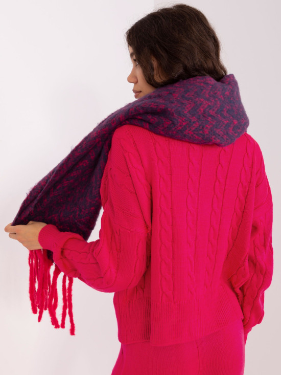 Sciarpa da donna in blu navy e rosa con motivo geometrico